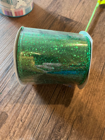 Green Glitter 4" ribbon